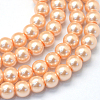 Baking Paint Pearlized Glass Pearl Round Bead Strands HY-Q330-8mm-18-1