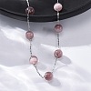 304 Stainless Steel Cat Eye Round Beads Handmade Chain Necklaces for Women NJEW-C073-01P-01-3