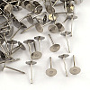 316 Surgical Stainless Steel Flat Round Blank Peg Stud Earring Settings STAS-R073-06-1