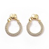 Clear Cubic Zirconia Hollow Out Teardrop with Heart Dangle Stud Earrings EJEW-C008-06G-1