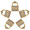 5Pcs Brass Micro Pave Clear Cubic Zirconia Pendants KK-SZ0004-99-1