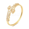 Clear Cubic Zirconia Teardrop Hinged Bangle BJEW-L681-002G-3