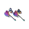 Ion Plating(IP) 304 Stainless Steel Melting Heart Stud Earrings for Women EJEW-F300-14MC-1