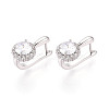 Brass Micro Pave Clear Cubic Zirconia Flat Round Hoop Earrings EJEW-T048-30P-1