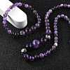 Natural Amethyst Graduated Beads Necklaces and Bracelets Jewelry Sets SJEW-L132-01-1