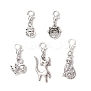 5Pcs Tibetan Style Alloy Kitten Pendant Decorations HJEW-JM03894-2