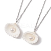 Natural Clam Shell & Imitation Pearl Pendant Necklaces NJEW-JN05006-1