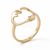 Ion Plating(IP) 201 Stainless Steel Hand Hug Heart Adjustable Ring for Women RJEW-K238-05G-3