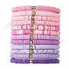 12Pcs 12 Colors Handmade Polymer Clay Heishi Beads Stretch Bracelet Set for Women BJEW-JB09548-S-1