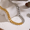 7.5MM Two Tone 304 Stainless Steel Cuban Link Chain Necklaces NJEW-L470-02GP-1