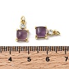 Natural Amethyst Square Charms KK-Z137-15G-02-3