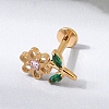F136 Titanium Pave Pink and Green Cubic Zirconia Flower Internally Threaded Labrets ME-CBA9828-04G-2