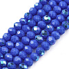 Electroplate Opaque Solid Color Glass Beads Strands EGLA-A044-P4mm-L32-1