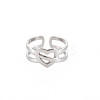 304 Stainless Steel Heart Wrap Open Cuff Ring for Women RJEW-S405-209P-1