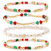 4Pcs Bohemian Glass Seed Bead & Plastic Pearl Beads Stretch Bracelets for Women WD6456-1-1