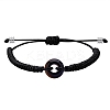 Natural Tiger Eye Donut Braided Bead Bracelet BJEW-SW00047-09-1