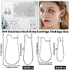 200Pcs 2 Size 304 Stainless Steel Hoop Earrings Findings STAS-CN0001-49-2