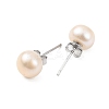 Natural Pearl Round Bead Stud Earrings EJEW-E298-01D-02P-2