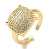 Rack Plating Brass Micro Pave Clear Cubic Zirconia Cuff Ring RJEW-P104-01G-1