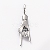 Brass Cubic Zirconia Pendants KK-B030-15A-P-3