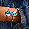 Bohemian Iron Resin Imitation Turquoise Cuff Bangles for Women FS-WG44455-01-1