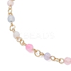 304 Stainless Steel & Natural Agate(Dyed & Heated) Faceted Round Link Chain Anklets AJEW-AN00747-01-4