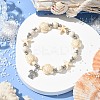 2Pcs 2 Colors Starfish & Turtle Dyed Synthetic Turquoise Beaded Stretch Bracelet Sets BJEW-JB10925-3