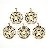 Brass Micro Pave Clear Cubic Zirconia with Enamel Pendants KK-R162-073A-G-1
