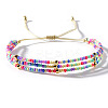 Bohemian Style Rainbow Glass Seed Beaded Multi-layer Braided Bracelets for Women MZ6288-1