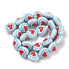 Heart Pattern Handmade Porcelain Enamel Beads PORC-G016-03O-2