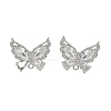 Brass Micro Pave Clear Cubic Zirconia Stud Earring Findings KK-C107-10P-1