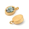 Natural Mixed Gemstone Chip 304 Stainless Steel Oval Charms KK-P300-10G-2