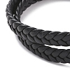 Black Microfiber Braided Cord Double-strand Bracelet with 304 Stainless Steel Magnetic Clasps BJEW-P275-24P-2