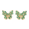 Rack Plating Brass with Cubic Zirconia Stud Earrings for Women EJEW-G394-06G-03-2