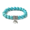 Dyed Synthetic Howlite Elephant Stretch Bracelets BJEW-JB01338-1