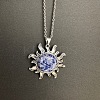 Natural Blue Spot Jasper Sun Pendant Alloy Chain Vintage Necklaces WB3716-18-1