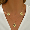 201 Stainless Steel Geometric Hollow Flower Bib Necklaces for Women BU4676-1