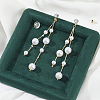 1Pair Brass Micro Pave Clear Cubic Zirconia Tassel Stud Earrings for Women EJEW-LP0001-73-3