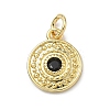 Brass Micro Pave Cubic Zirconia Flat Round Charms KK-C156-24G-1
