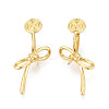 Bowknot Brass Clip-on Earring Findings for Half Drilled Beads KK-T071-10G-2
