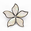 Flower Shape Natural White Shell Brooch Pin G-N333-012A-RS-2