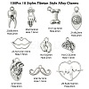 100Pcs 10 Styles Tibetan Style Alloy Charms TIBEP-CJ0002-51-2