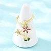Brass Micro Pave Cubic Zirconia Pendant Finger Rings for Women RJEW-A090-04G-2