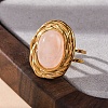 Oval Natural Rose Quartz Finger Rings RJEW-M063-01G-13-5