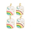 Brass Enamel Pendents KK-R212-07G-1