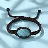 Adjustable Oval Natural Fluorite Braided Bead Bracelets BJEW-H626-02-11-2
