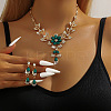 Flower Alloy Rhinestone Pendant Necklaces & Teardrop Stud Dangle Earrings Sets FS-WG19EE6-03-1