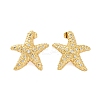 Rack Plating Brass Micro Pave Clear Cubic Zirconia Stud Earrings for Women EJEW-C125-27C-G-4