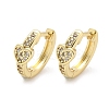 Heart Brass Micro Pave Clear Cubic Zirconia Hoop Earrings LS-EJEW-Z102-31G-4