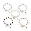 5Pcs Crackle Imitation Jade Glass & Transparent Glass Beaded Stretch Bracelets BJEW-JB11859-2